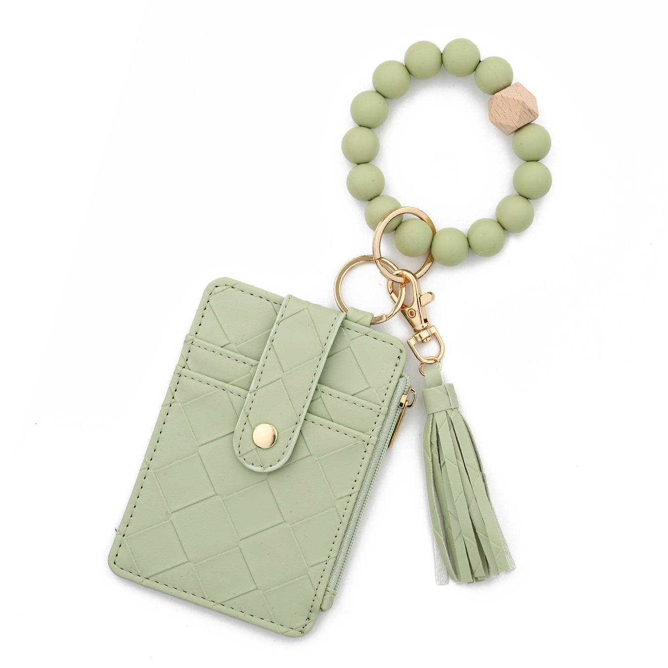 Lattice Key Chain In Beige, Stylish Accessory For Keys And Bags