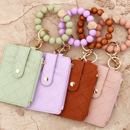 Lattice Key Chain In Beige, Stylish Accessory For Keys And Bags