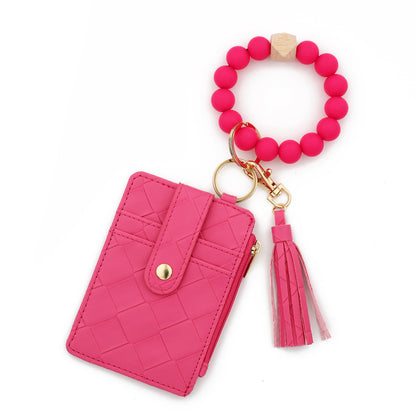 Lattice Key Chain In Beige, Stylish Accessory For Keys And Bags