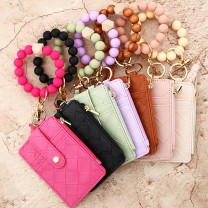 Lattice Key Chain In Beige, Stylish Accessory For Keys And Bags