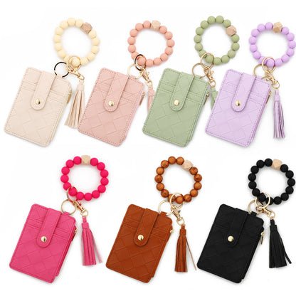 Lattice Key Chain In Beige, Stylish Accessory For Keys And Bags