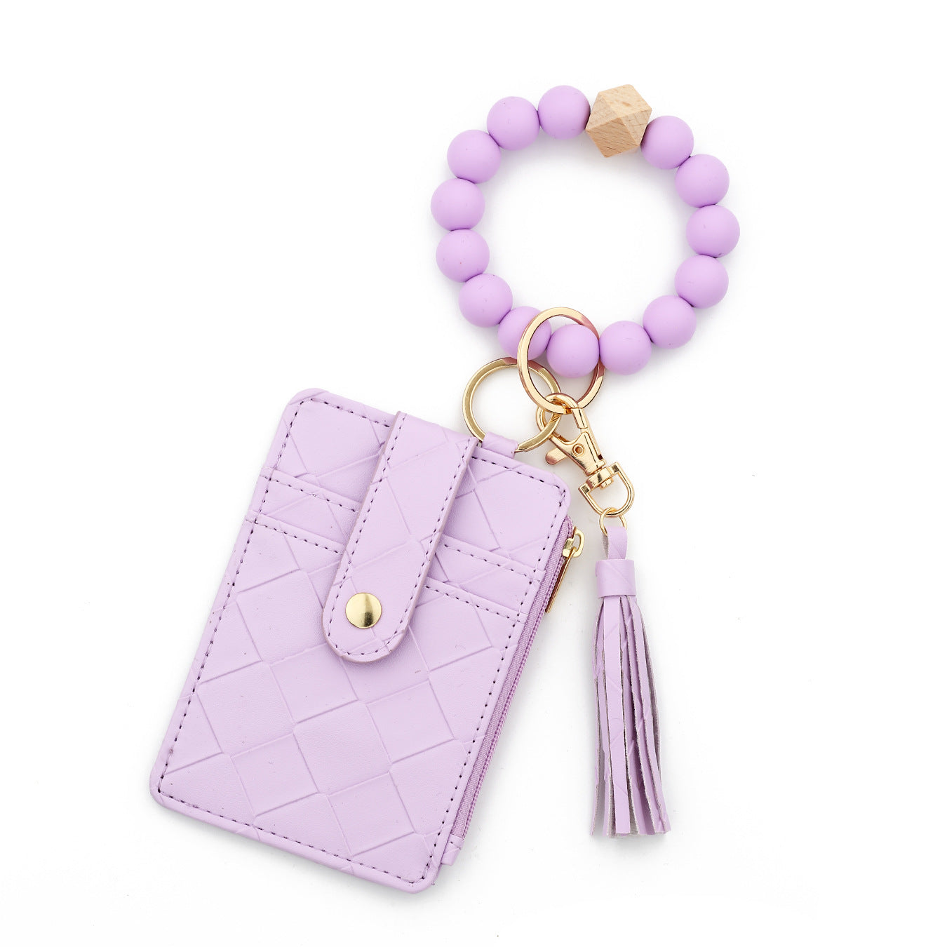 Lattice Key Chain In Beige, Stylish Accessory For Keys And Bags