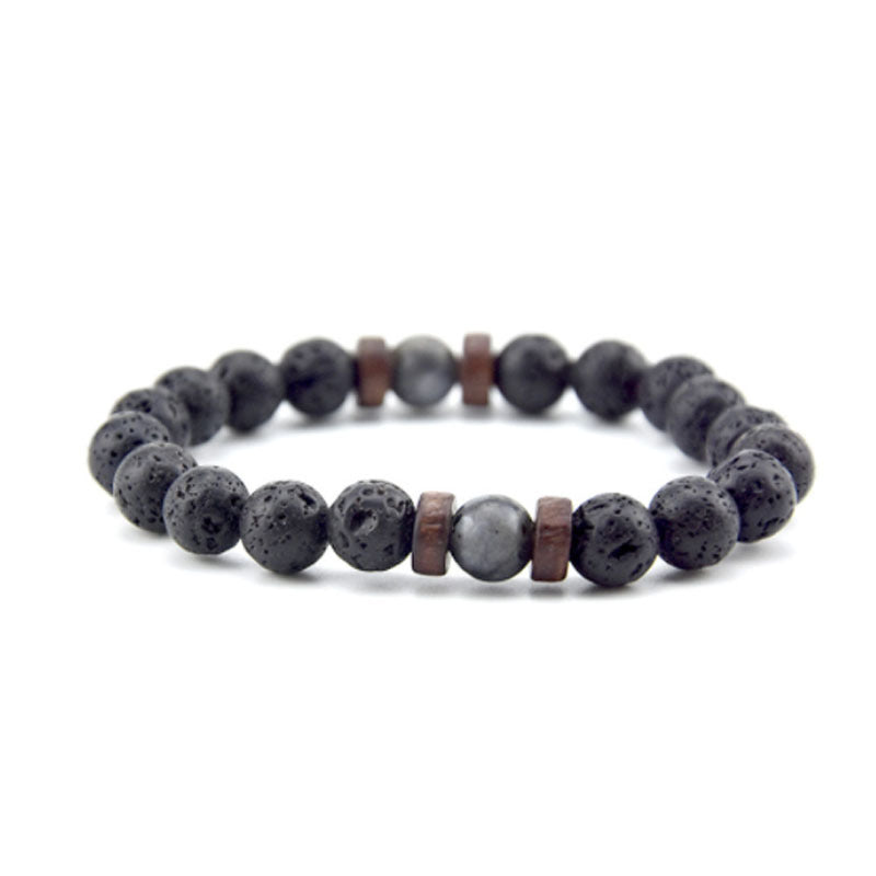 Ethnic Style Bracelets For Men And Women Featuring Wooden Beads In Black, Set Of 3 Pieces