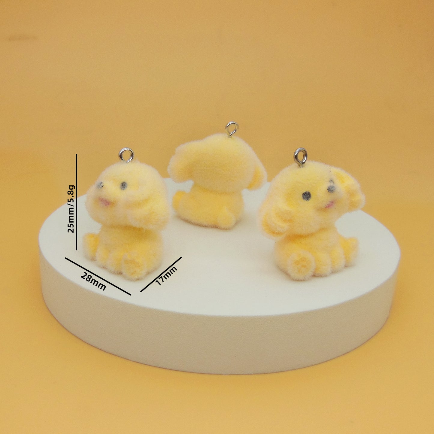 Flocking Resin Animal Love Charms Hanging Ornament