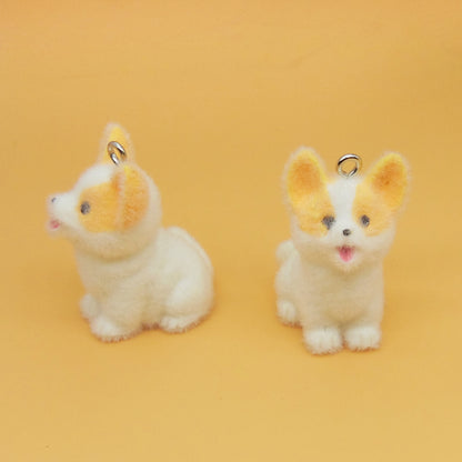 Flocking Resin Animal Love Charms Hanging Ornament