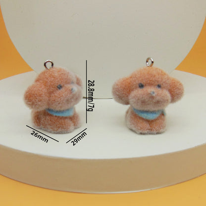 Flocking Resin Animal Love Charms Hanging Ornament