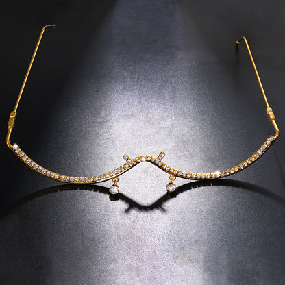 Women’s Square Full Frame Glasses With Crystal Lens Material In Gold, Perfect For Summer