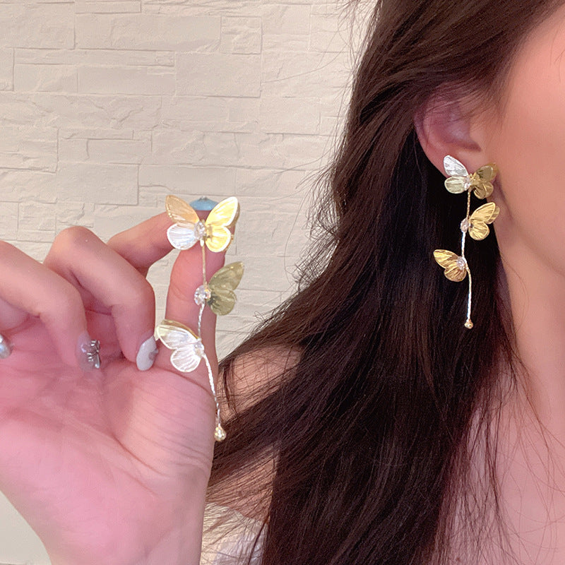 Bohemian Floral Metal Hoop Earrings For Women Vintage Design Simple Rose Gold Bow