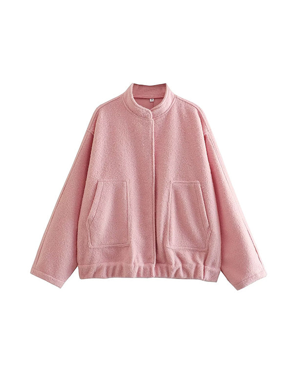 Long Sleeves Loose Split-Joint Round-Neck Outerwear