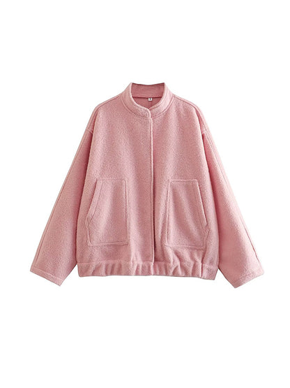Long Sleeves Loose Split-Joint Round-Neck Outerwear