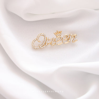Pin Brooch Featuring Letter Pattern In Zinc Alloy With Multicolor Design