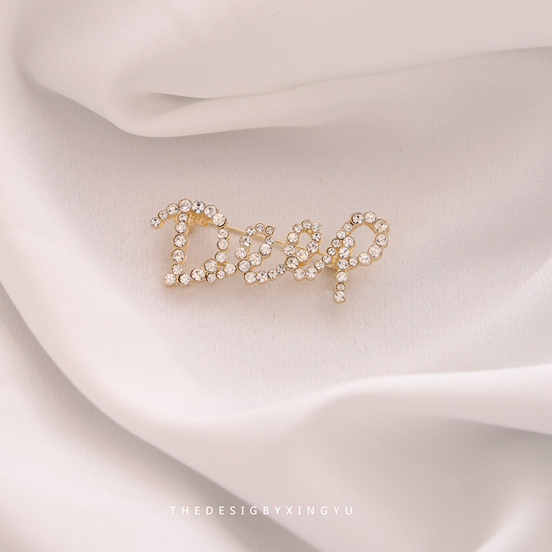 Pin Brooch Featuring Letter Pattern In Zinc Alloy With Multicolor Design