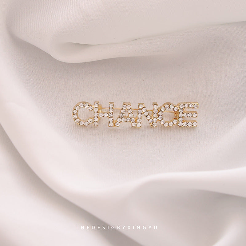Pin Brooch Featuring Letter Pattern In Zinc Alloy With Multicolor Design