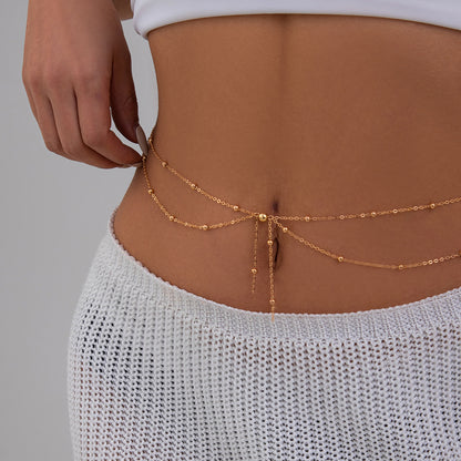 Simple Style Copper Waist Chain For Women In Elegant Golden Tone