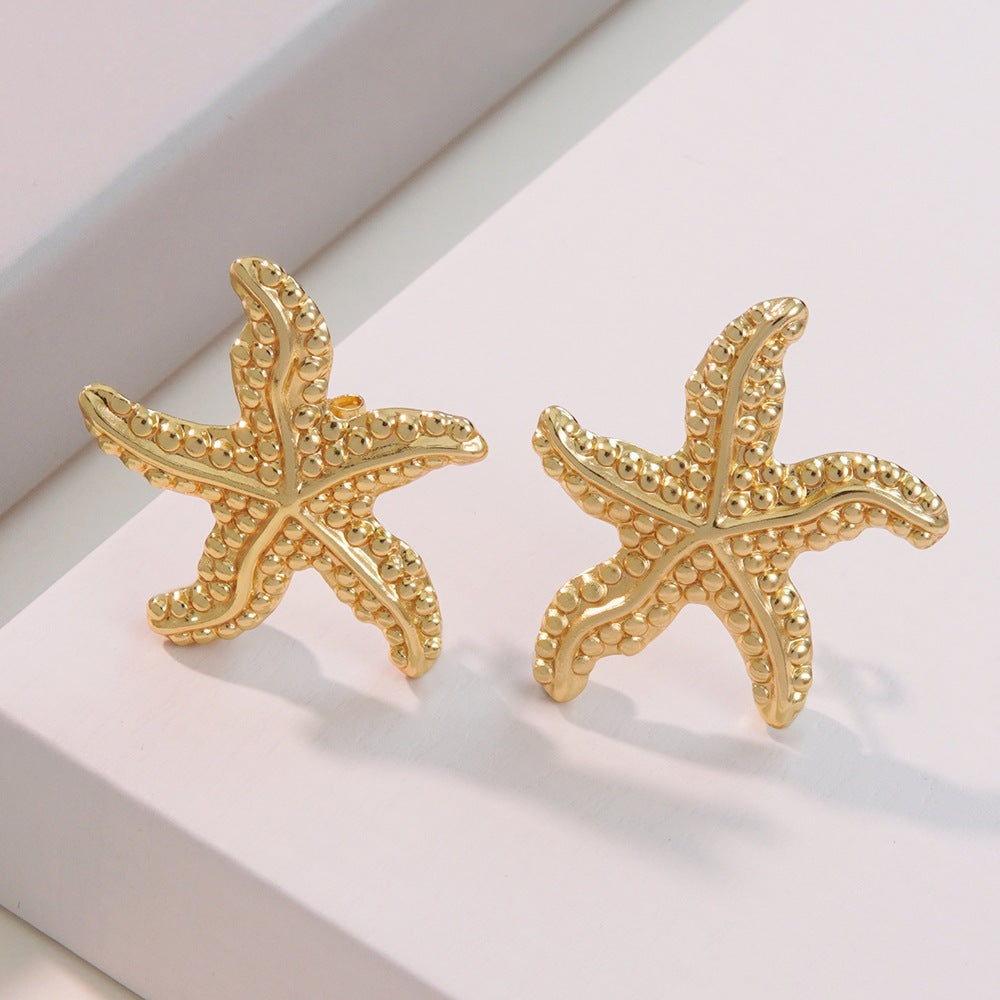 Starfish Earrings For Everyday Wear In Simple Style Made Of Durable Titanium Steel