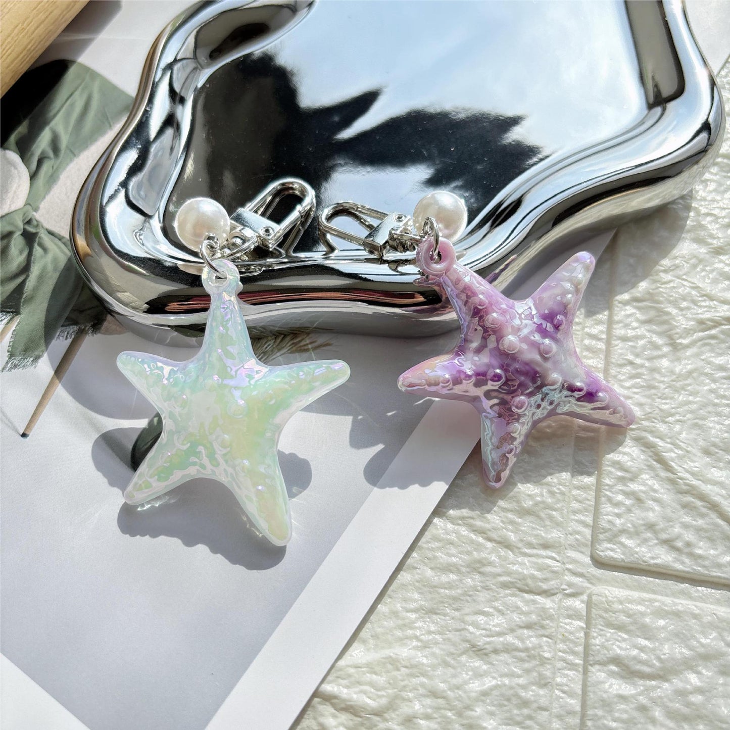 Ocean Valentine's Day Natural Pink Key Chain In Acrylic Material, Perfect Gift For Loved Ones
