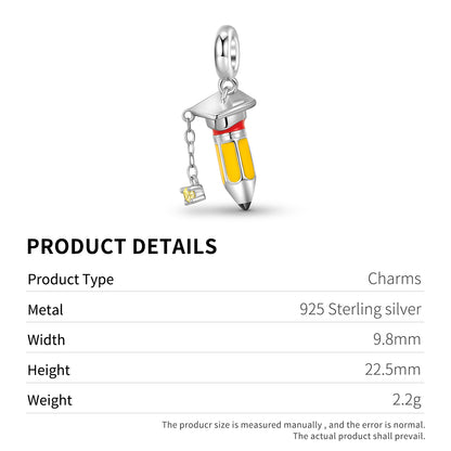 925 Sterling Silver Pendant Book With Electroplated Gold Plating And Epoxy Inlay Featuring Artificial Zircon Stone, 1 Piece