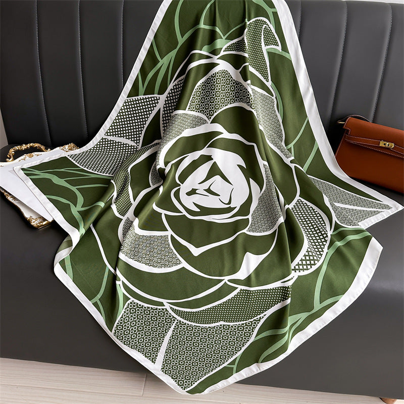 Silk Scarf In Wine Red Featuring Printing And Lines, Made Of Polyester, Perfect For Autumn