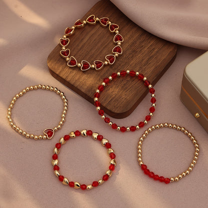 Heart Shape Simple Style Gold Bracelet For Women With Electroplated CCB Material