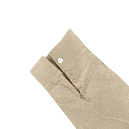 Men's Casual Khaki Linen Shorts Co-ord Set With V Neck Long Sleeve Top And Shorts