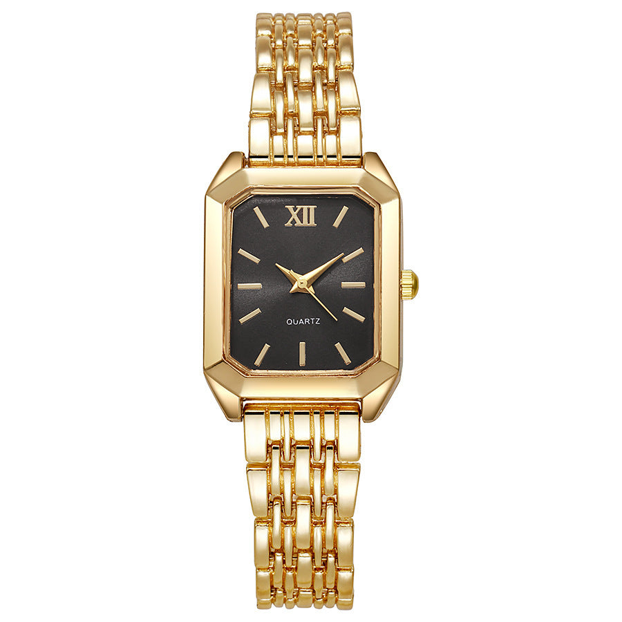 Women’s Quartz Watch With Alloy Strap And Single Folding Buckle, Featuring Ordinary Glass Mirror And Pointer Display