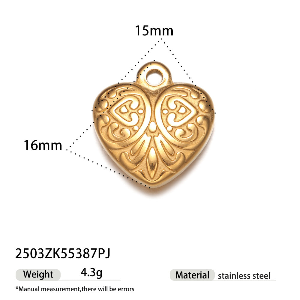 Heart Shape Love Charms Made Of Durable Titanium Steel In Steel Color, Perfect Jewelry Accessories