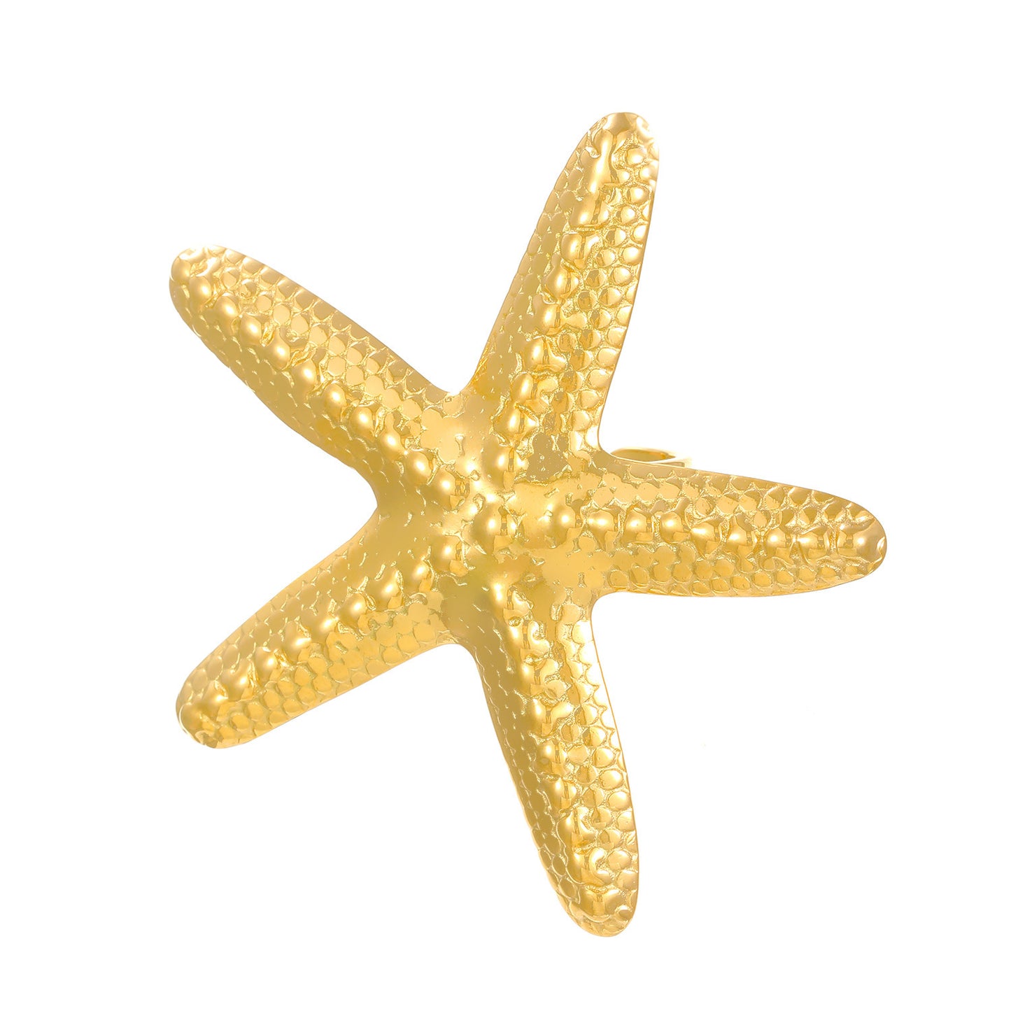 Ocean Pattern Open Ring In Steel Color, Marine Style, 1 Piece