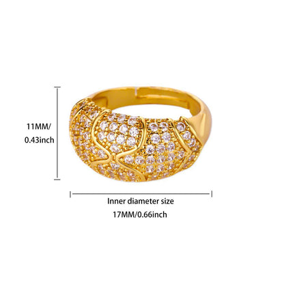 For Open Rings In Copper With 18K Real Gold Plated And Zircon Inlay, Golden Wedding Jewelry Accessory