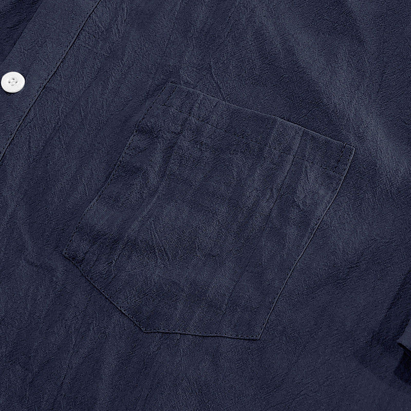 Solid Color Casual Linen Blouse With Short Sleeve And Shirt Collar For Men