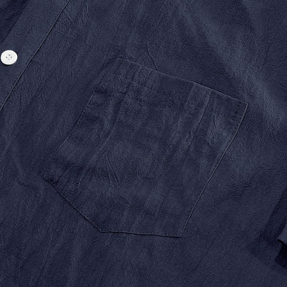 Solid Color Casual Linen Blouse With Short Sleeve And Shirt Collar For Men