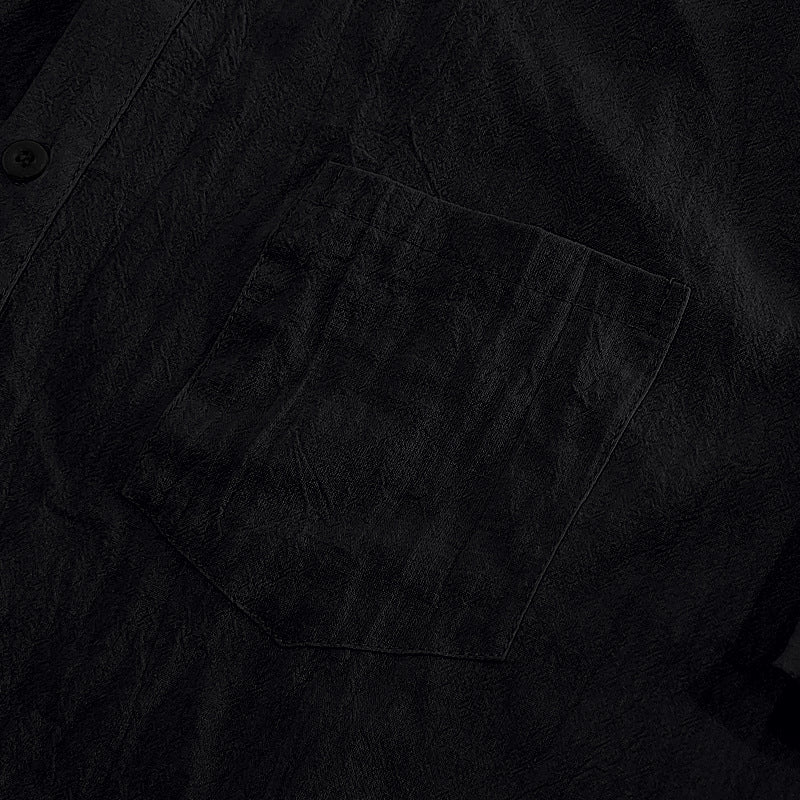 Solid Color Casual Linen Blouse With Short Sleeve And Shirt Collar For Men