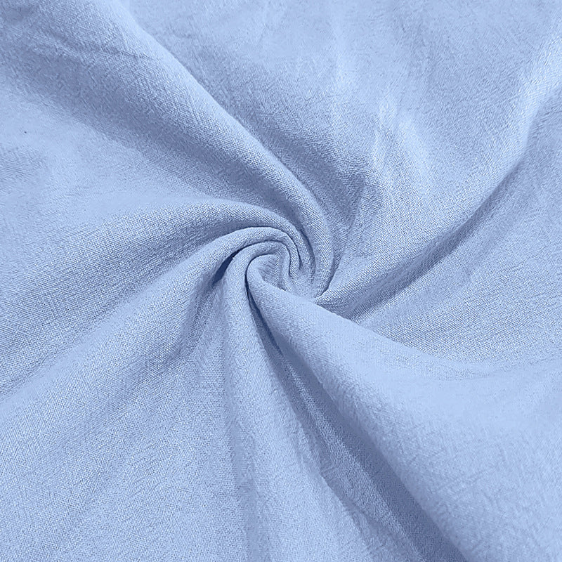 Solid Color Casual Linen Blouse With Short Sleeve And Shirt Collar For Men
