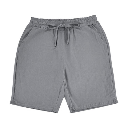 Men's Casual Khaki Linen Shorts Co-ord Set With V Neck Long Sleeve Top And Shorts