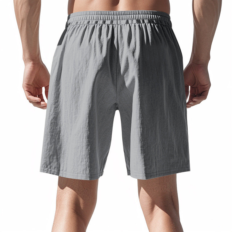 Men's Casual Khaki Linen Shorts Co-ord Set With V Neck Long Sleeve Top And Shorts