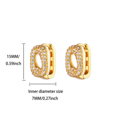 Geometric Earrings For Women In 18K Real Gold Plated Copper Featuring Zircon Inlay