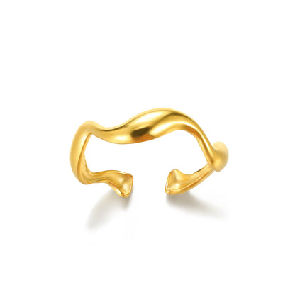 Vintage Style Women’s Ring Featuring Lines Pattern With 18K Real Gold Plated Finish In Golden