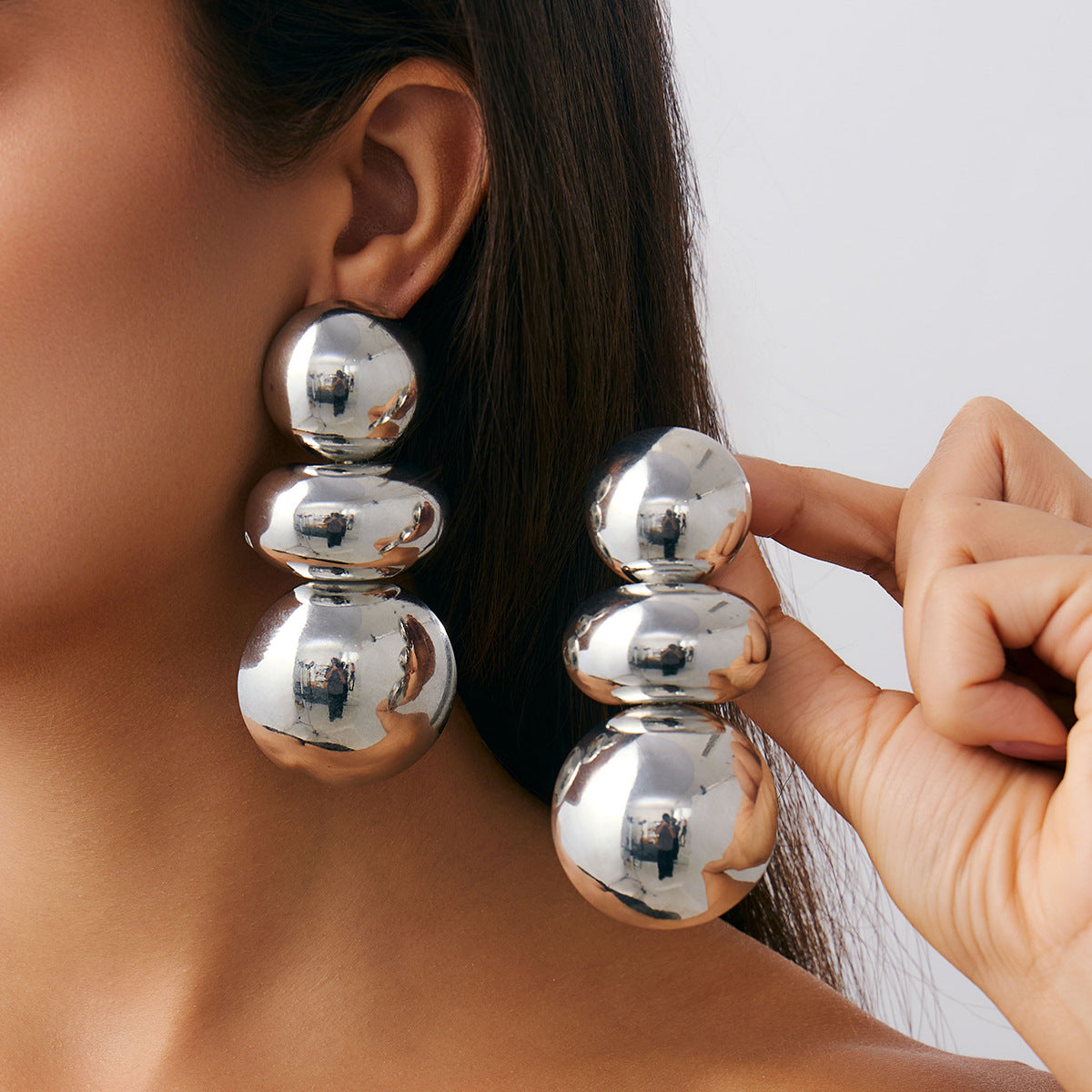 Geometric Twist Stud Earrings For Women In Alloy With Electroplated White K Gold Plated Finish, Golden