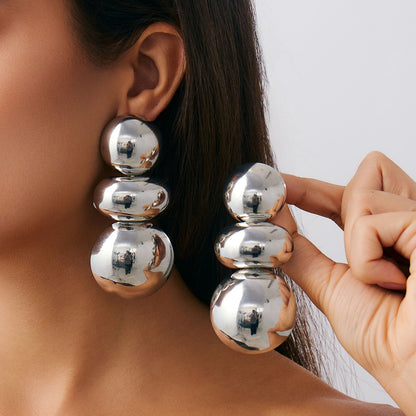 Geometric Twist Stud Earrings For Women In Alloy With Electroplated White K Gold Plated Finish, Golden