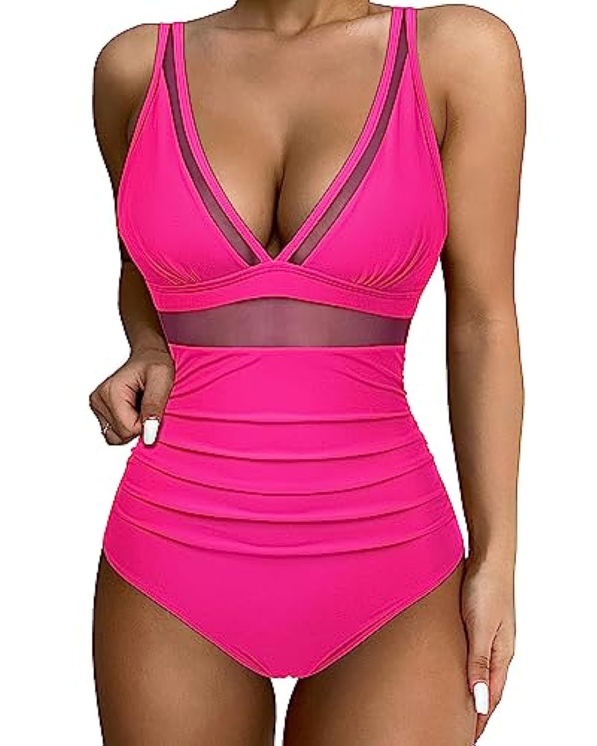 Solid Color White One-Piece Swimsuit In Nylon Fabric, Perfect For Beach Wear