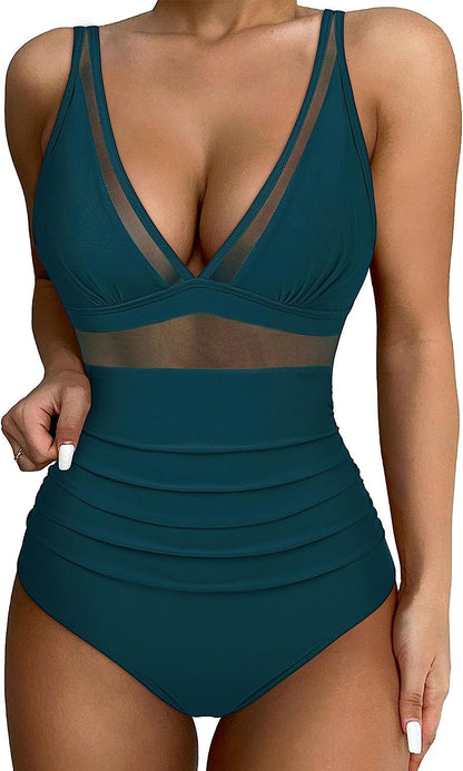 Solid Color White One-Piece Swimsuit In Nylon Fabric, Perfect For Beach Wear