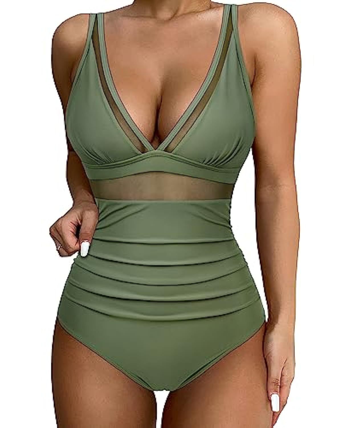 Solid Color White One-Piece Swimsuit In Nylon Fabric, Perfect For Beach Wear