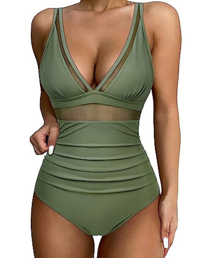 Solid Color White One-Piece Swimsuit In Nylon Fabric, Perfect For Beach Wear