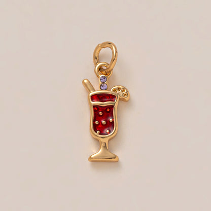 Heart-Shaped Copper Pendant With Golden Electroplating And Zircon Inlay, 27x23mm, 1 Piece