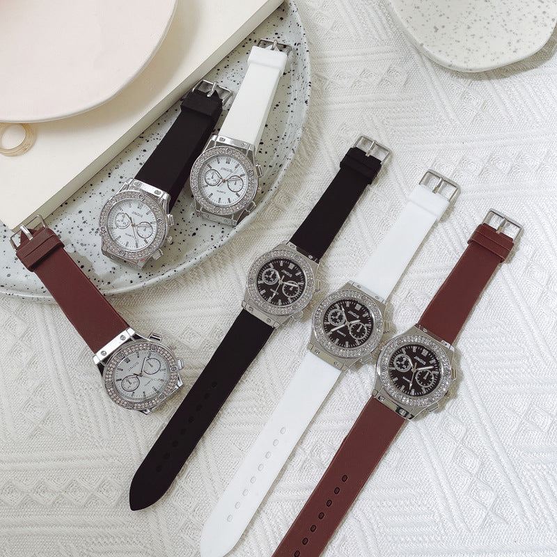 Quartz Watch With Silica Gel Strap And Buckle, Featuring Ordinary Glass Mirror And Pointer Display For Unisex