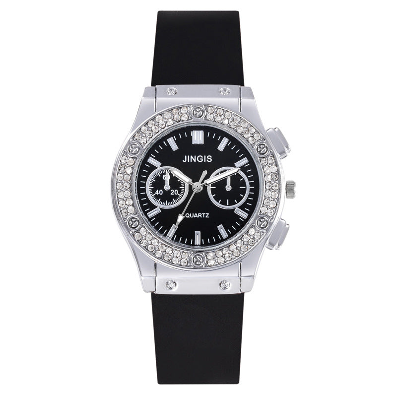 Quartz Watch With Silica Gel Strap And Buckle, Featuring Ordinary Glass Mirror And Pointer Display For Unisex