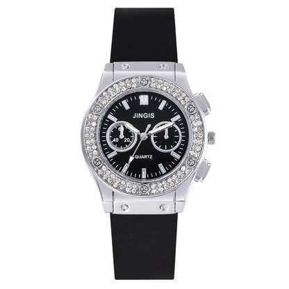 Quartz Watch With Silica Gel Strap And Buckle, Featuring Ordinary Glass Mirror And Pointer Display For Unisex