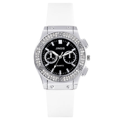 Quartz Watch With Silica Gel Strap And Buckle, Featuring Ordinary Glass Mirror And Pointer Display For Unisex