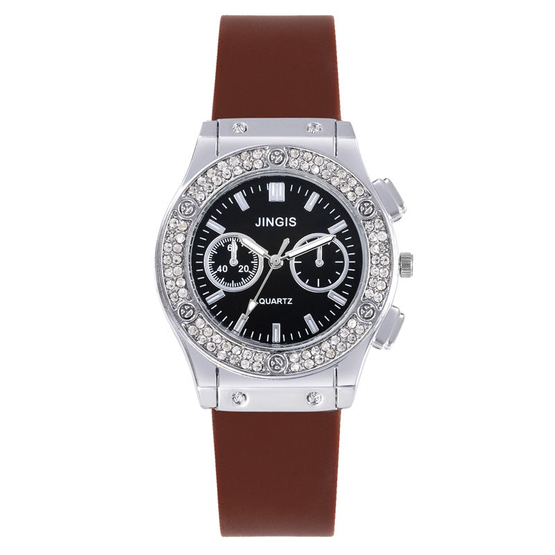 Quartz Watch With Silica Gel Strap And Buckle, Featuring Ordinary Glass Mirror And Pointer Display For Unisex