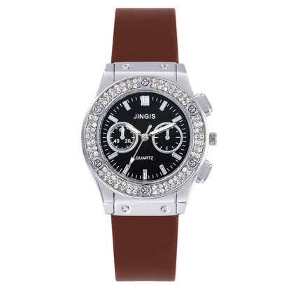 Quartz Watch With Silica Gel Strap And Buckle, Featuring Ordinary Glass Mirror And Pointer Display For Unisex
