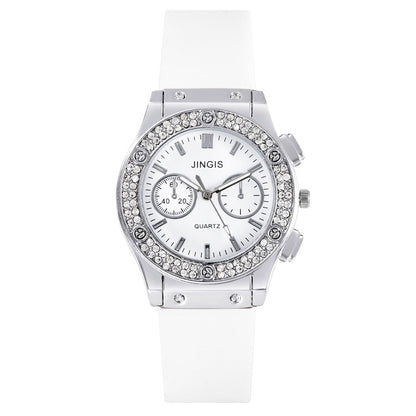 Quartz Watch With Silica Gel Strap And Buckle, Featuring Ordinary Glass Mirror And Pointer Display For Unisex